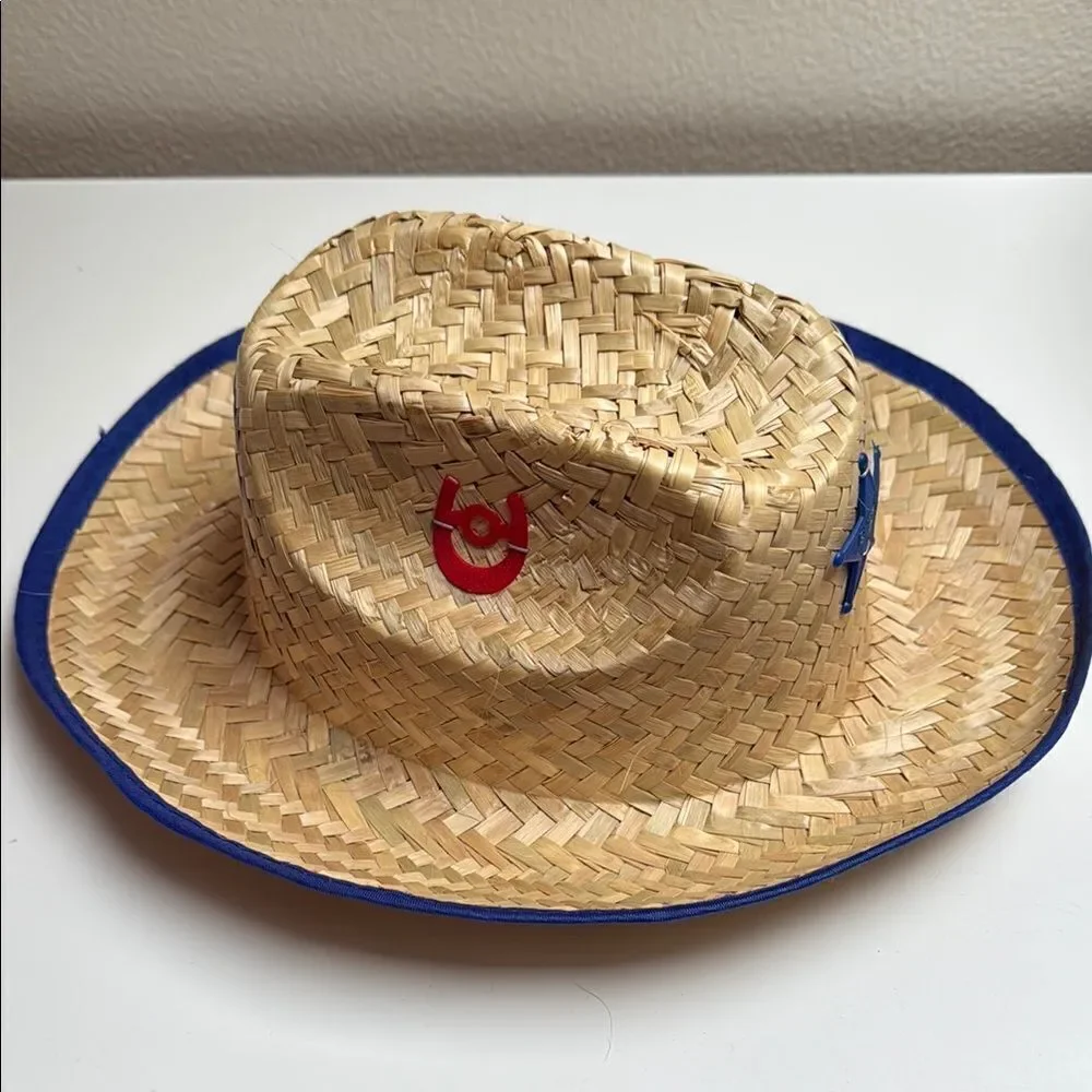 Straw Cowboy Hat with Blue Trim